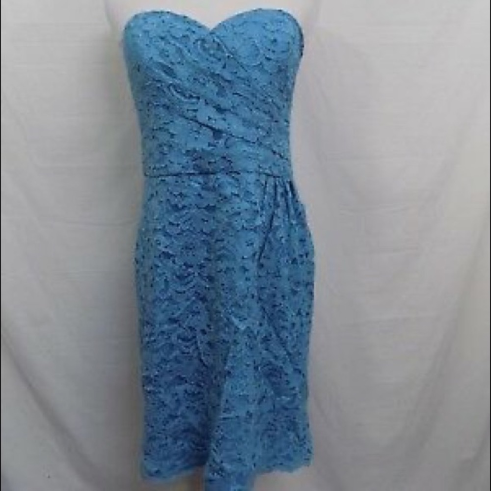 David’s Bridal Short Strapless All Over Lace Dress